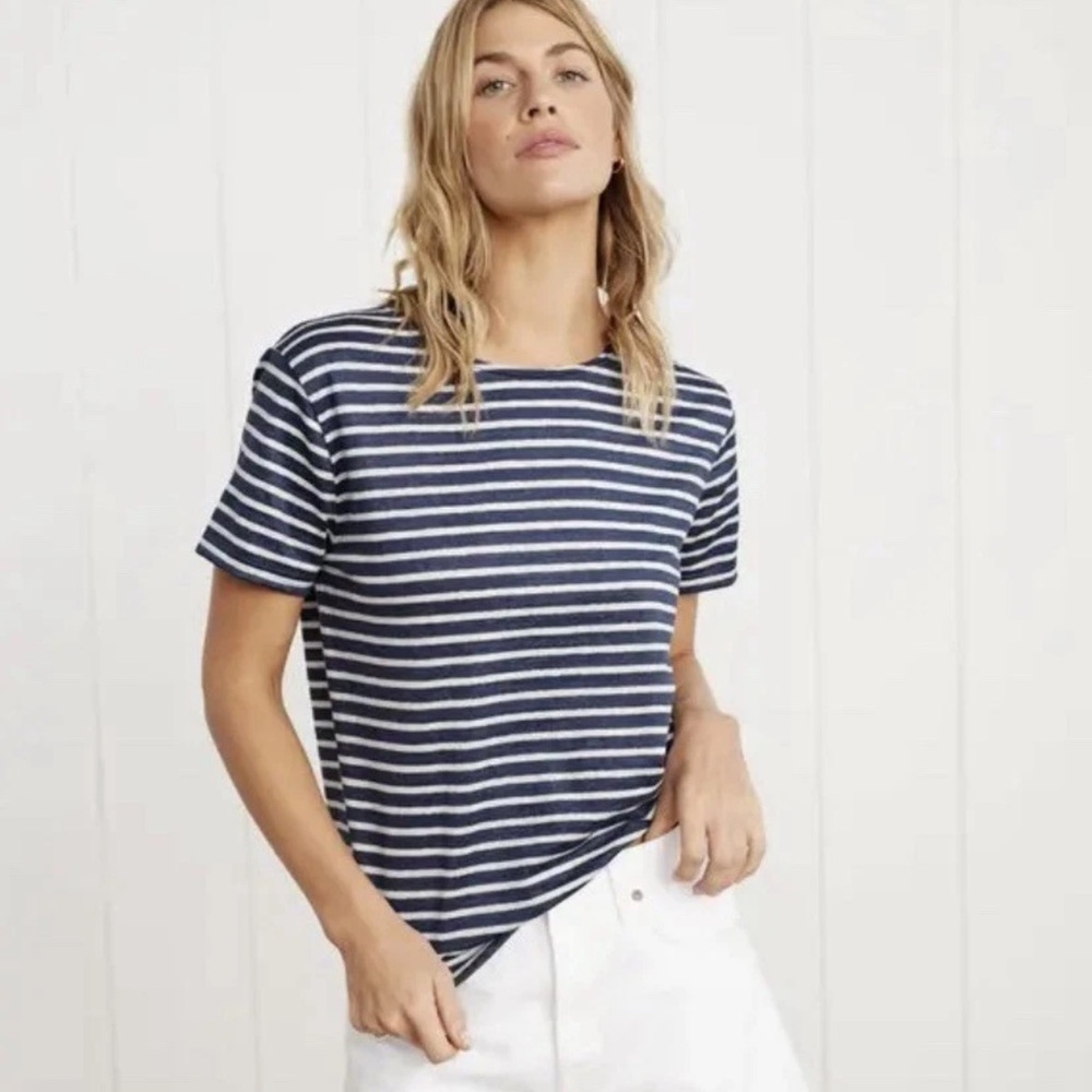 Jenni‎ Kayne x Saint James Rue tee Navy stripe women’s Sz S